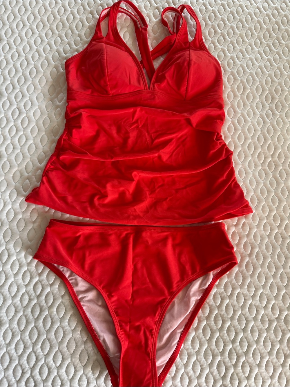 Cupshe Vibrant Red Tankini Bandeau Set